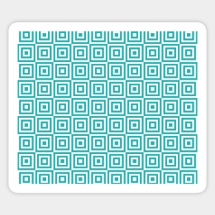 Teal and White Geometric Squares Pattern Sticker